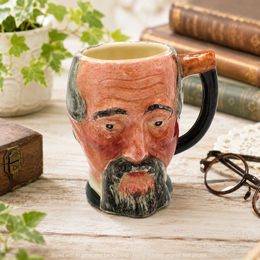Vintage English Mini Toby Mug Goatee Bearded Man Hand Painted L & S Collectible